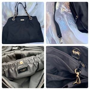 Kate Spade black diaper bag tote vinyl gold chain